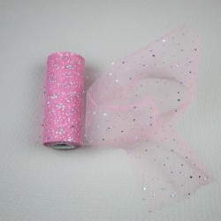 Tulle sequins 15cm - Rose pâle