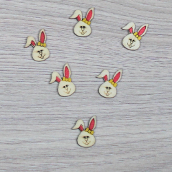 6 boutons lapin en bois...